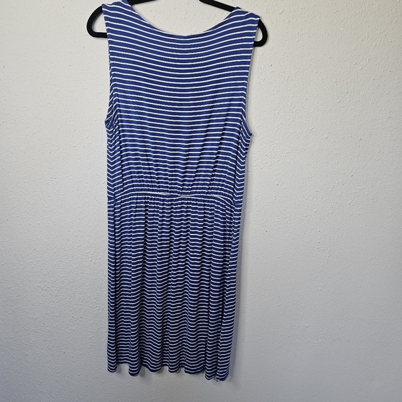 Merona Dress‎ Size XL Blue White Striped Tee Shirt Elastic Waist Midi Casual - Picture 6 of 10